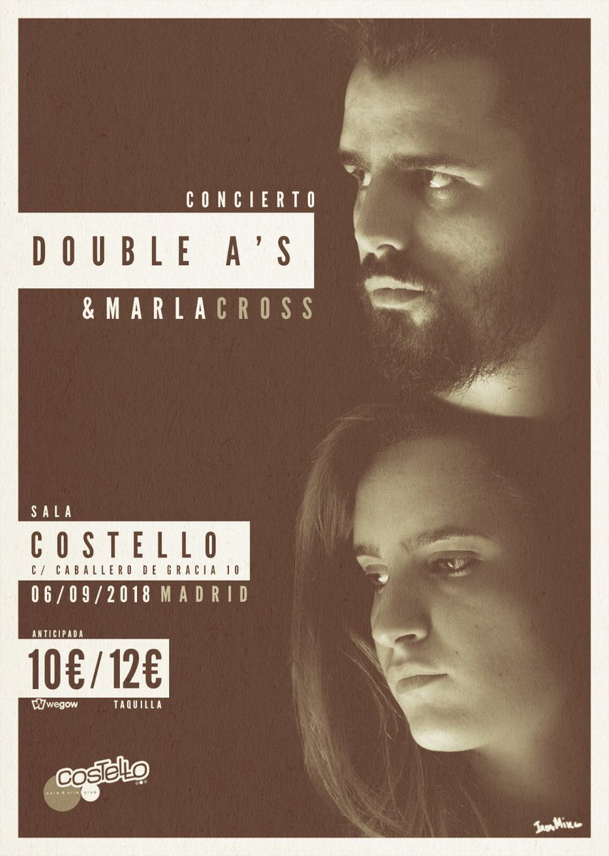 iamaimmbel's tweet photo. ¡Septiembre! Con la vuelta al cole vuelven también los conciertos. Nos vemos esta vez como @doubleasofficial, el 6 de septiembre en la sala @costelloclubmad, y acompañados de la maravillosa @marla_cross y su banda que estrenan EP🎉. 
ENTRADAS PRÓXIMAMENTE A LA VENTA. https://t.co/zA6CFMMqC0