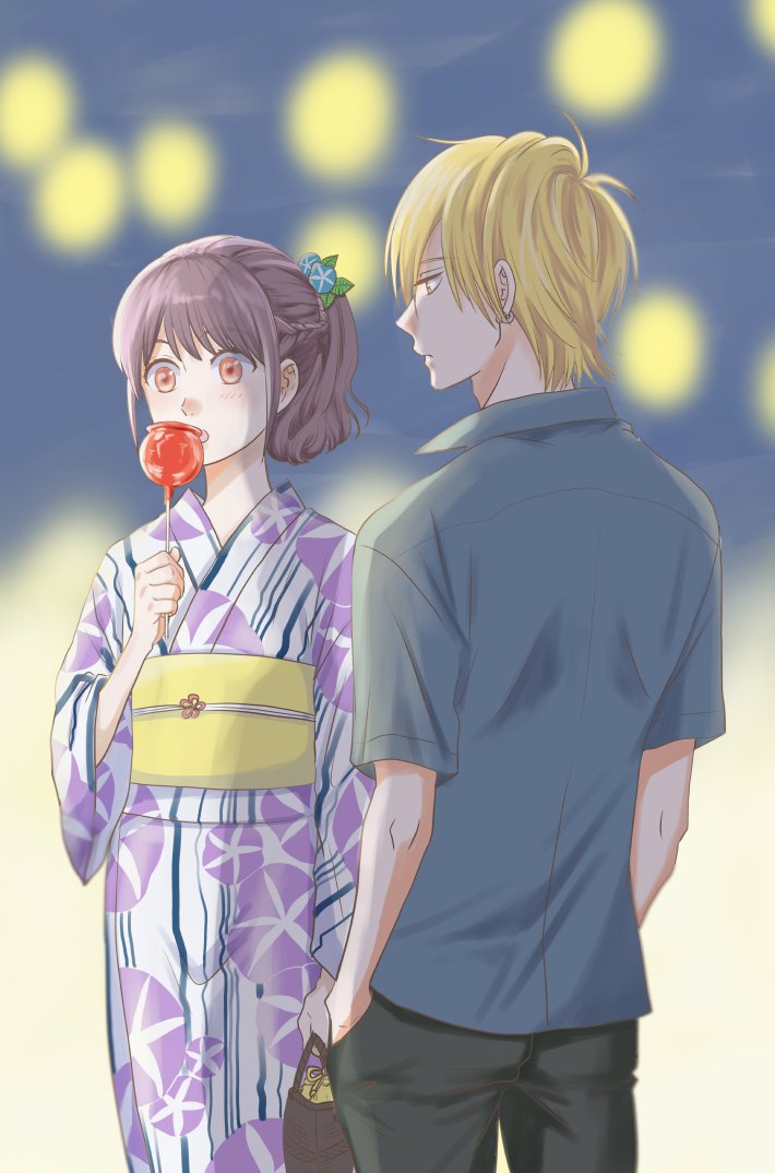 夏祭りの時期になりましたね あ 九楽も浴衣にすりゃ良かったか 金髪に浴衣は描い 卯月ミヤ 短編集２無料配信中のイラスト