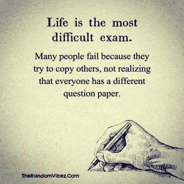 ChantalZ79's tweet photo. #TuesdayThought “Life is the most difficult exam. Many people fail because they try to copy others, not realizing that eveyone has a different question paper” #Inspiration #Quote #Thoughts #Tuesday #Mindset #Motivation #Believe in #Yourself #TuesdayMotivation #BeYourself ❤️😘 https://t.co/XaA6cAbYOy