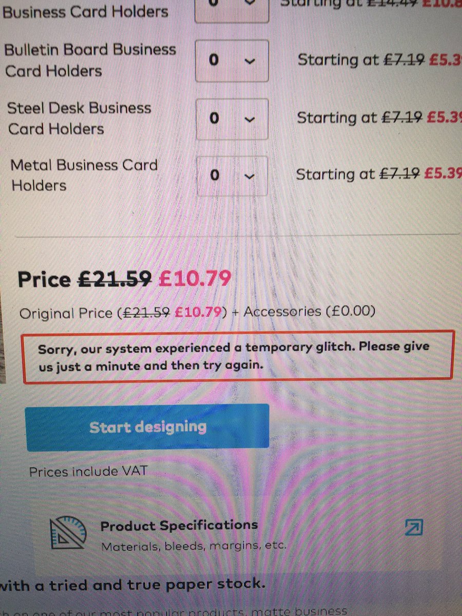 What is going on <a href="/Vistaprint/">VistaPrint</a> ??? I've had this all day 😫 So frustrating!!!! Looks like I'll be ordering elsewhere