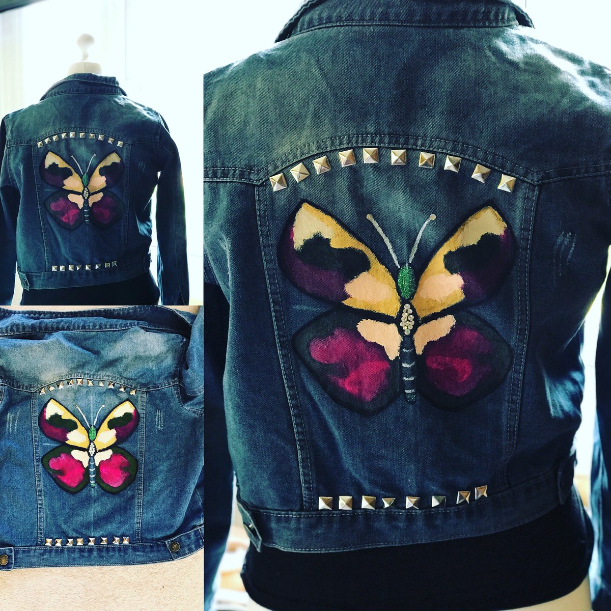 Finishing touches made. #butterfly #nature #gucciesque #handcrafted #denim #OneOffPiece