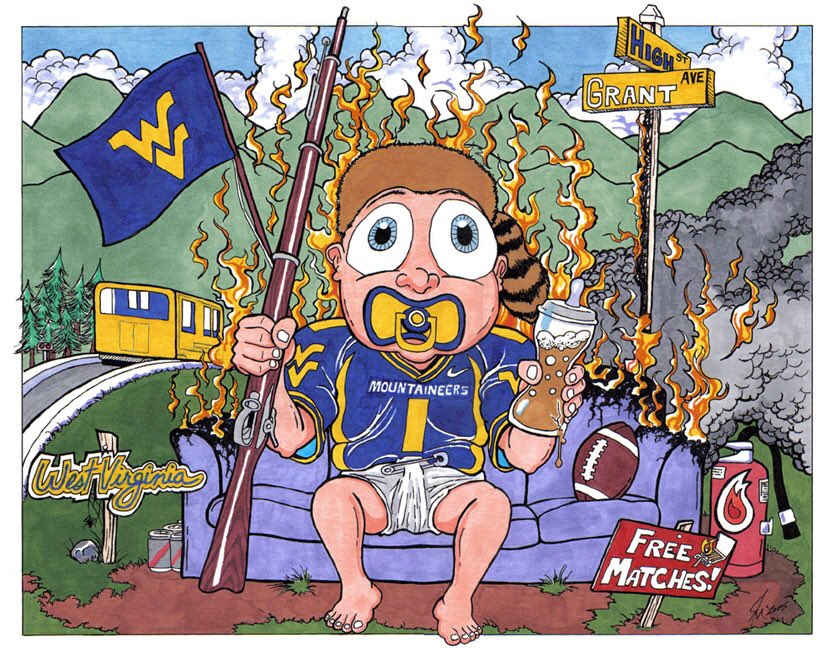 th3movingpencil's tweet photo. And the oldie hits just keep on com in’! This one was created for a @WVUfootball fan! #WVU #BurnCouches #Mountaineers #AlwaysLookToImprove https://t.co/jakxLyy4HV