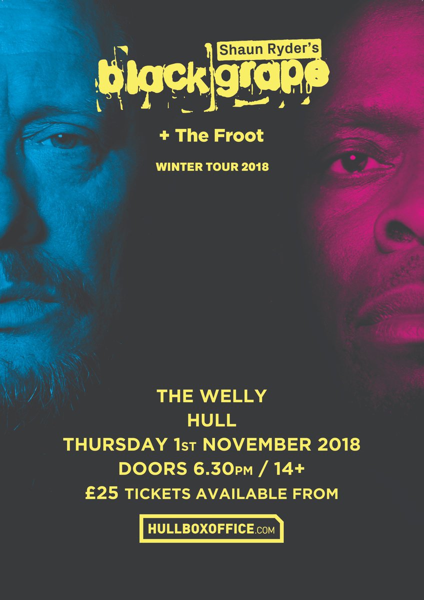 officialswr's tweet photo. Black Grape play The Welly Club @giveitsomewelly in Hull on 1st November with support from @thefroot_uk!!
Tickets: https://t.co/jgmNUrRsWm
#BlackGrape #TheFroot #WellyClub #Hull #Tour #Livemusic #ShaunRyder #KermitLeveridge #SethLeppard #MikeyShine #DanBroad #CheBeresford https://t.co/MuHPQntTm2