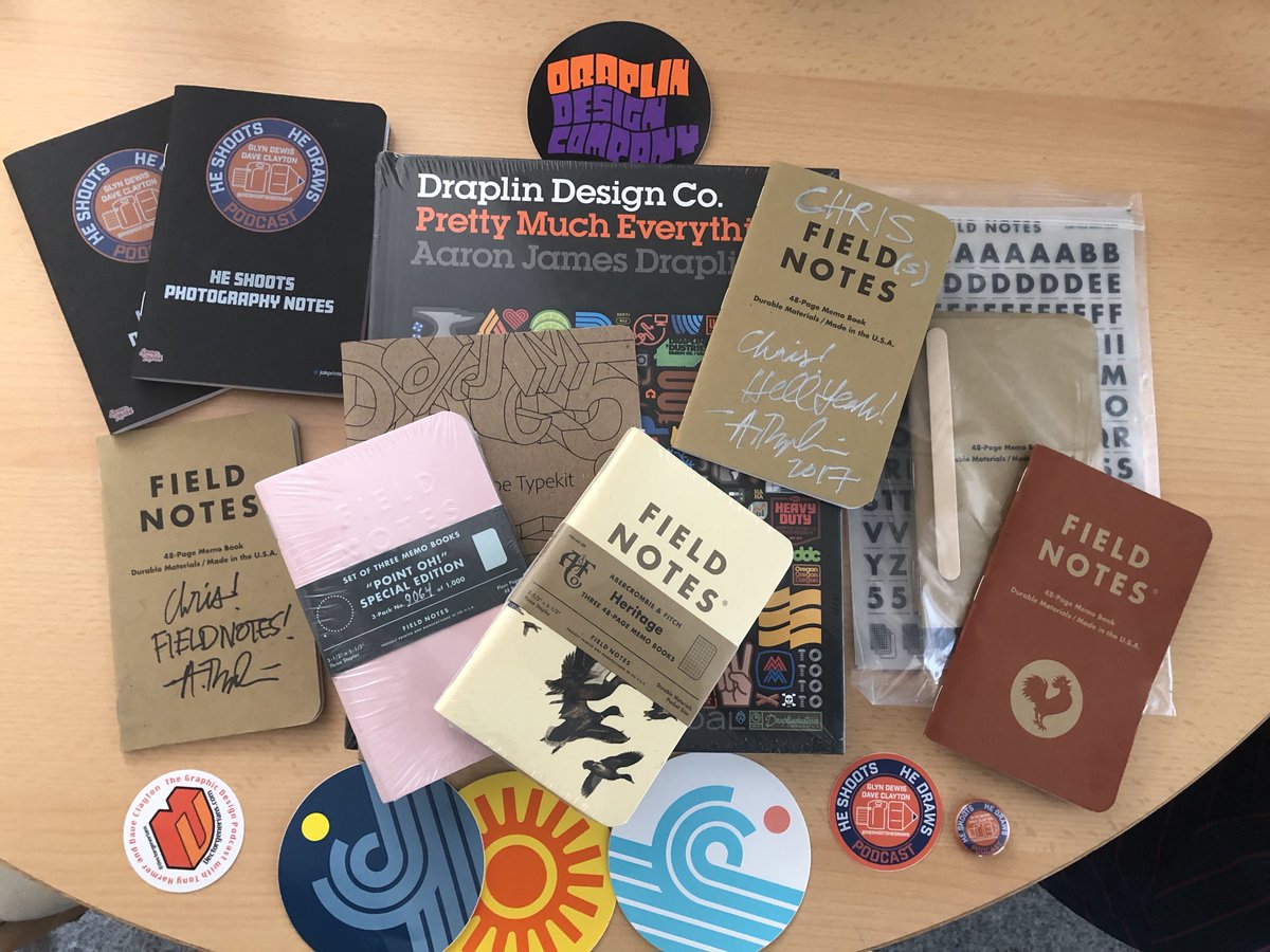chnotechnology's tweet photo. @ItsDaveClayton @FieldNotesBrand Thanks @itsdaveclayton - an equally impressive @fieldnotesbrand and @draplin themed bundle from you in exchange :) https://t.co/ViM7z6gNVh