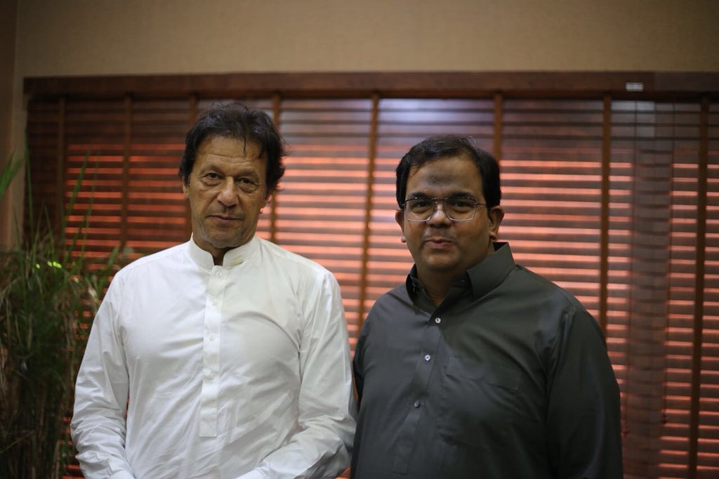 faisal_fareed's tweet photo. Met #ImranKhan Sb to Congratulated him on #PTI massive success in preceding elections. Khan Sb praised sweeping performance of PTI in Jhelum and winning all seats in the district. All set to work for #neaPakistan under his leadership. Allah be with us. https://t.co/TFtZ92G85z