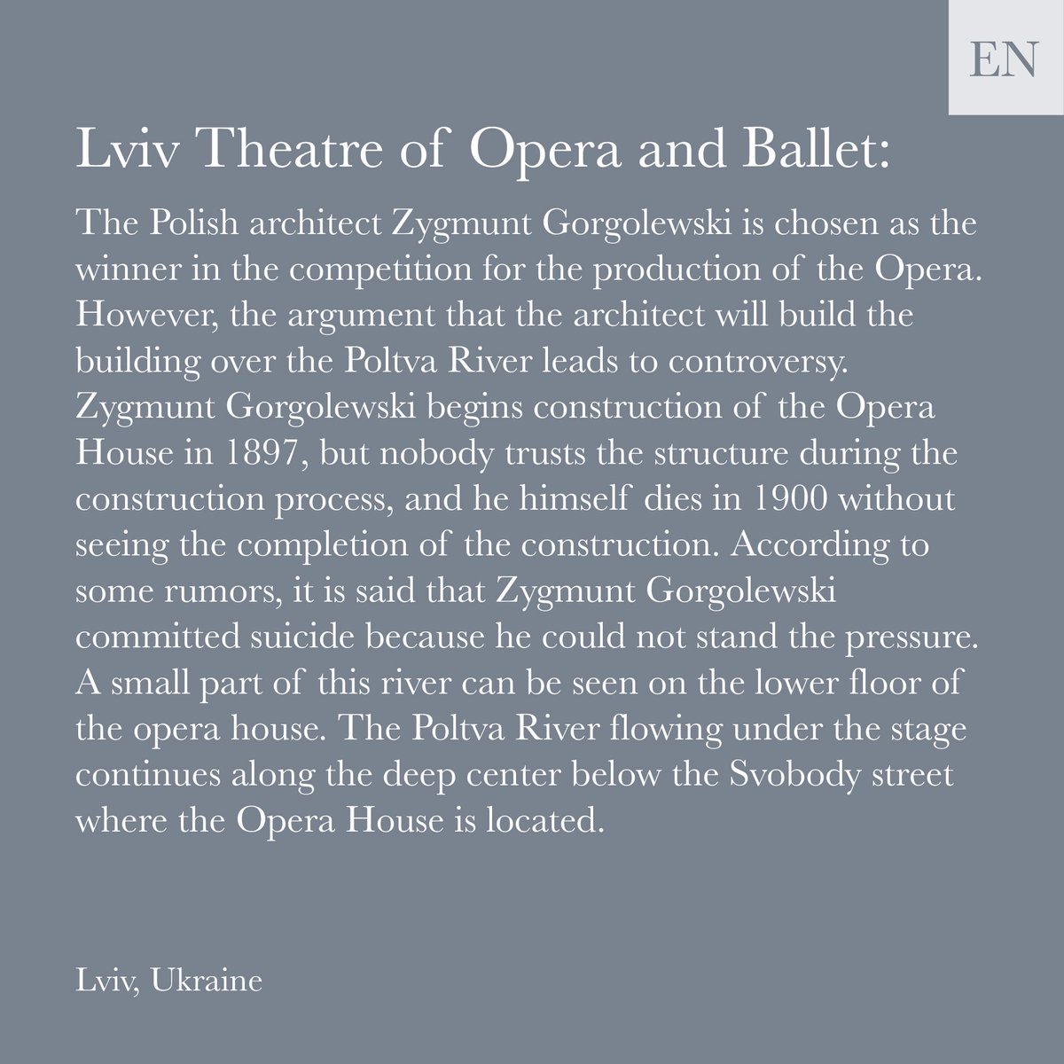 DictWalking's tweet photo. Zygmunt Gorgolewski begins construction of the Opera House in 1897, but nobody trusts the structure during the construction process, and he himself dies in 1900 without seeing the completion of the construction.
More: https://t.co/UzoKzT96Hc
#lviv #ukraine #zygmuntgorgolewski https://t.co/iQXMBuNqux
