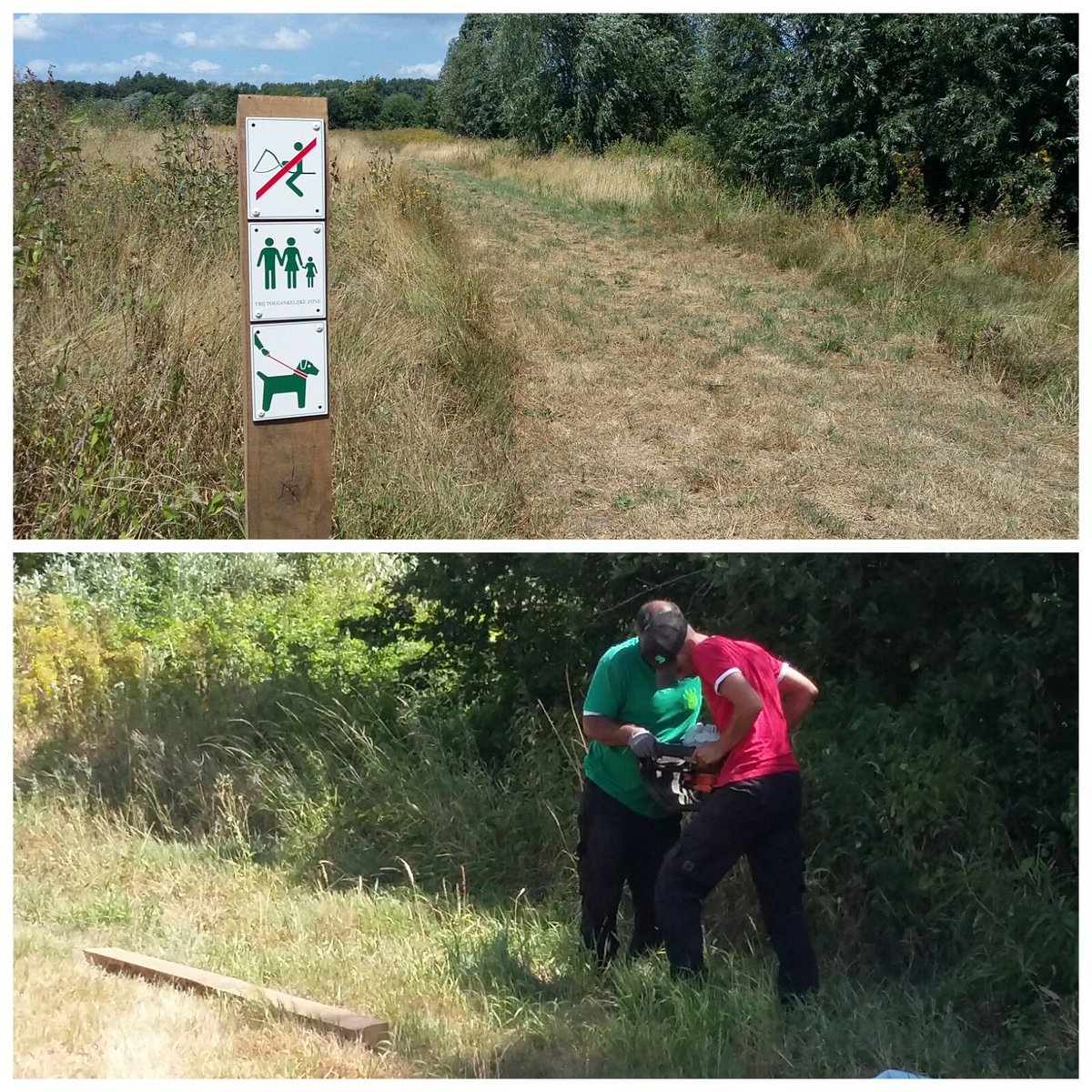 Vandaag heeft de sociale werkplaats pictogrampalen geplaatst #Parkbosgent #scheldevelde #depinte  Morgen werken we dat verder af. Zijn voorlopige wandel en ruiterpaden. #beleefdenatuur