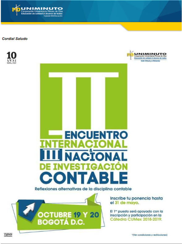 III Encuentro Internacional y Nacional de Investigación Contable - UNIMINUTO - mailchi.mp/b21b9bc3f12b/i…