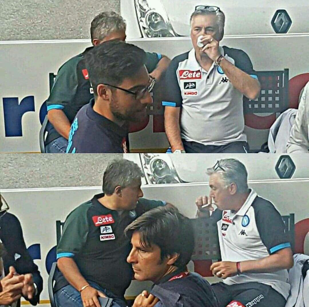 ChiamarsiBomber's tweet photo. Mister #Ancelotti a #Napoli si sta gi�� sarrizzando. https://t.co/tPuQNP5QCI