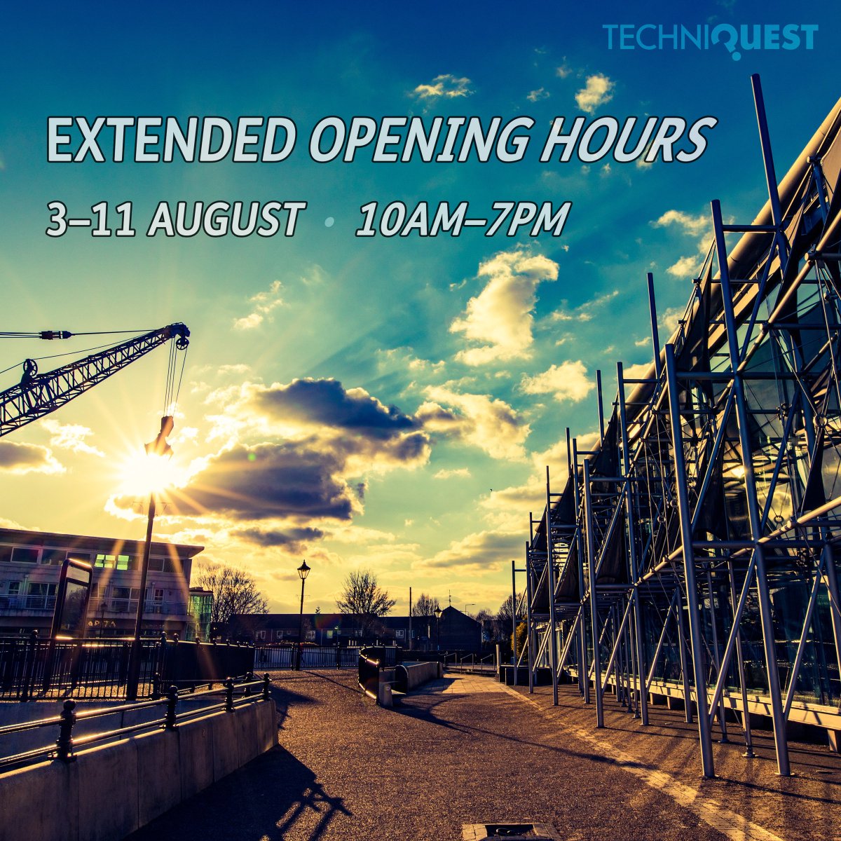 Techniquest's tweet image. From Friday 3rd to Saturday 11th August, Techniquest will be open until 7pm, so you’ve got even more time to play with the exhibits! 🙌