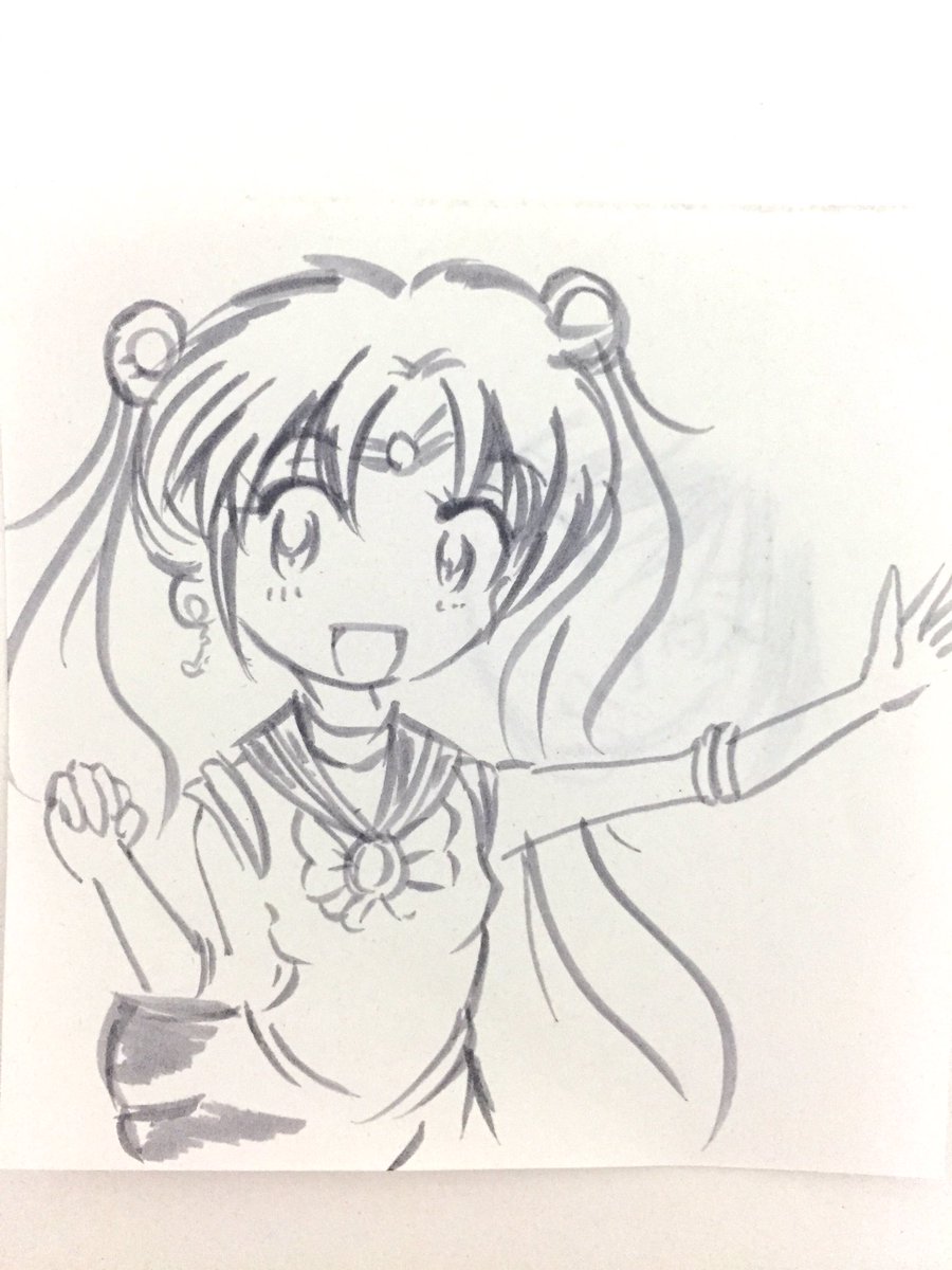 筆書きの練習。麻生優子さんとセーラー戦士さんです。なびく髪がテーマでした 