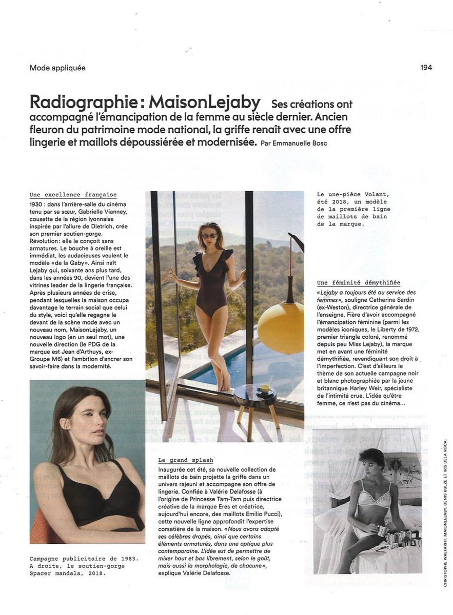 MAISON LEJABY (@maisonlejaby) on Twitter photo Le portait de <a href="/MaisonLejaby/">MAISON LEJABY</a> dans le <a href="/marieclaire/">Marie Claire</a> d'aujourd'hui
-----
<a href="/MaisonLejaby/">MAISON LEJABY</a> portait in the <a href="/marieclaire/">Marie Claire</a> of the day Le portait de <a href="/MaisonLejaby/">MAISON LEJABY</a> dans le <a href="/marieclaire/">Marie Claire</a> d'aujourd'hui
-----
<a href="/MaisonLejaby/">MAISON LEJABY</a> portait in the <a href="/marieclaire/">Marie Claire</a> of the day