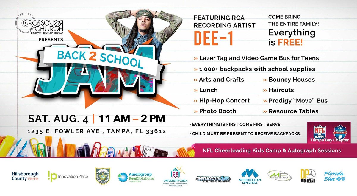 crossover813's tweet photo. WE NEED YOUR HELP!
BACK2SCHOOL Jam is only a few days away. If you would like to serve, there are many areas you can sign up for on our website https://t.co/UTccMdT2RI
•••
BACK2SCHOOL Jam is this Saturday, Aug. 4th
•••
#back2schooljam #tampa #teens #kidzmin813 https://t.co/KyxymhmP6C