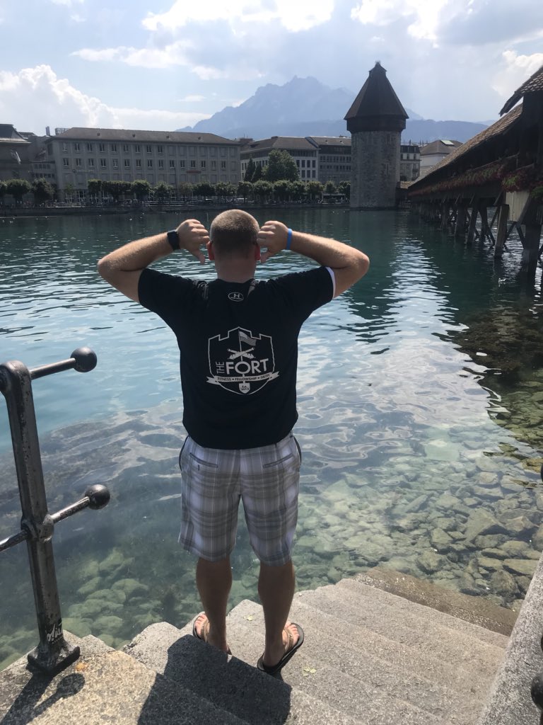 F3Lutefisk's tweet photo. Representing @F3theFort here in Switzerland. Did a set of double ten count #derkins for everyone back home! #TheFortCounts #him #pax @F3Nation #InCadence https://t.co/yRly9XmXcX