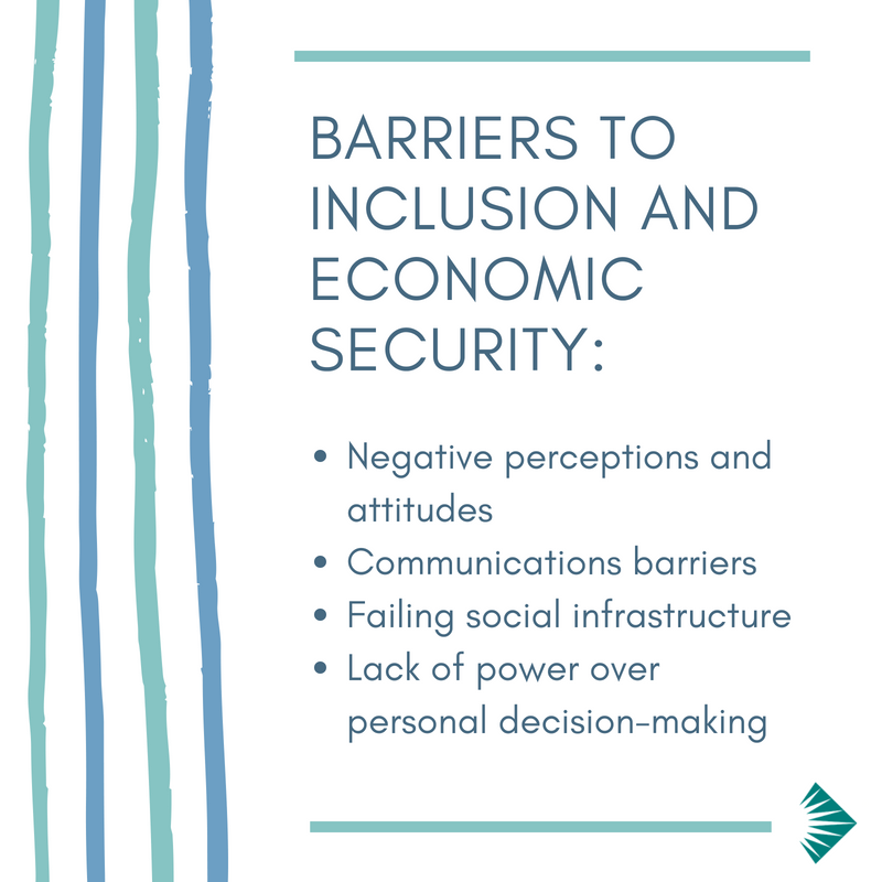 Four things that cause barriers to #inclusion and economic security. #cdnpoli #ReducePoverty