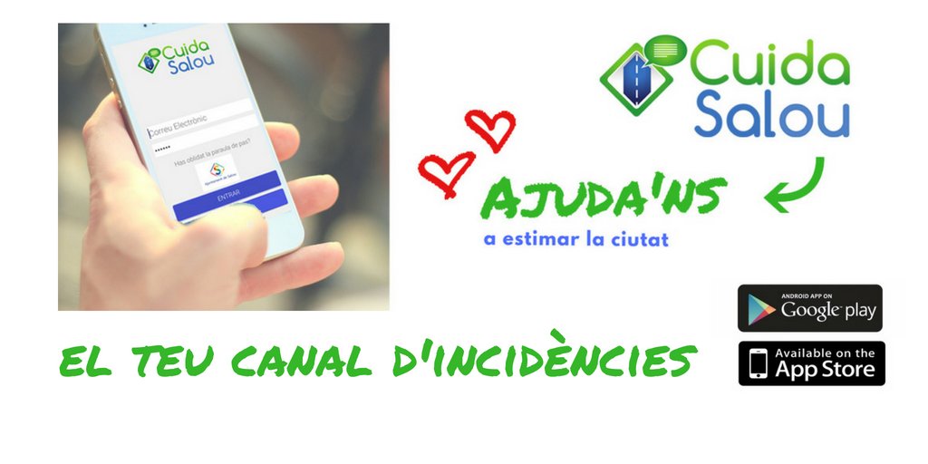 AjuntamentSalou's tweet photo. Ajuda'ns a estimar la ciutat! Si detectes qualsevol problema a la via pública, recorda que ens ho pots comunicar a través de la pàgina web o de l'aplicatiu mòbil gratuït disponible per a Android i iOS!📱➡️ https://t.co/gZHvLPO71Q @PereGranados  @jesussalou https://t.co/MLSOpNjrIT