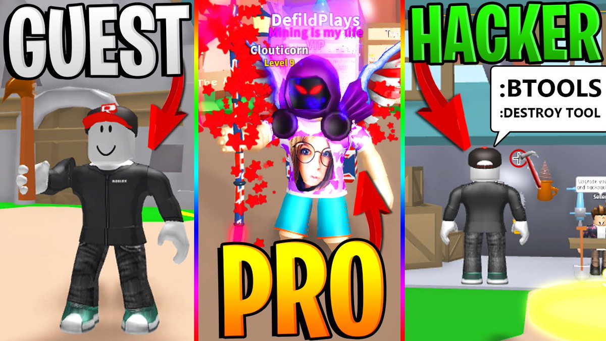 Defildplays On Twitter Roblox Guest Vs Pro Vs Guest Hacker In - roblox hacker simulator