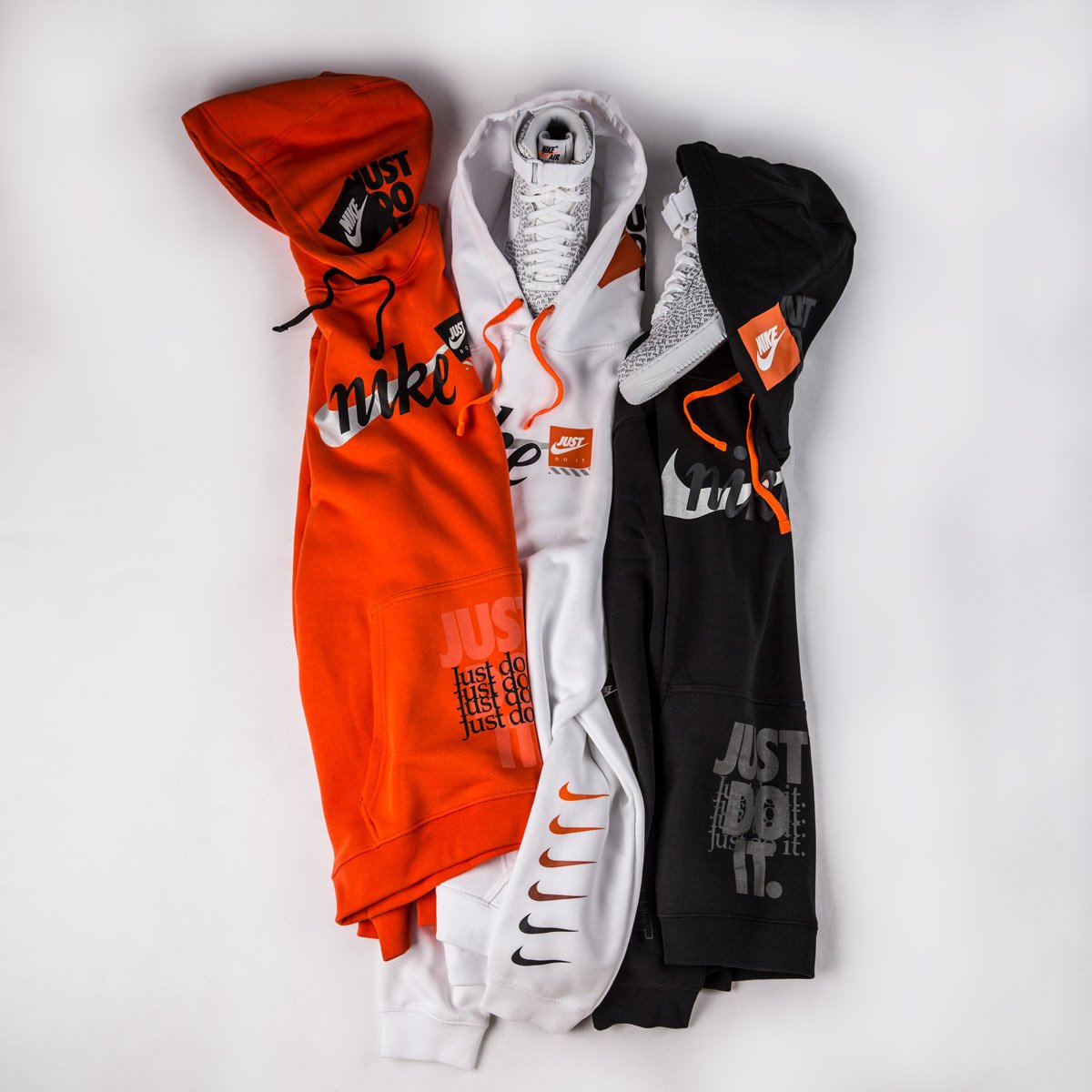 black and orange just do it hoodie