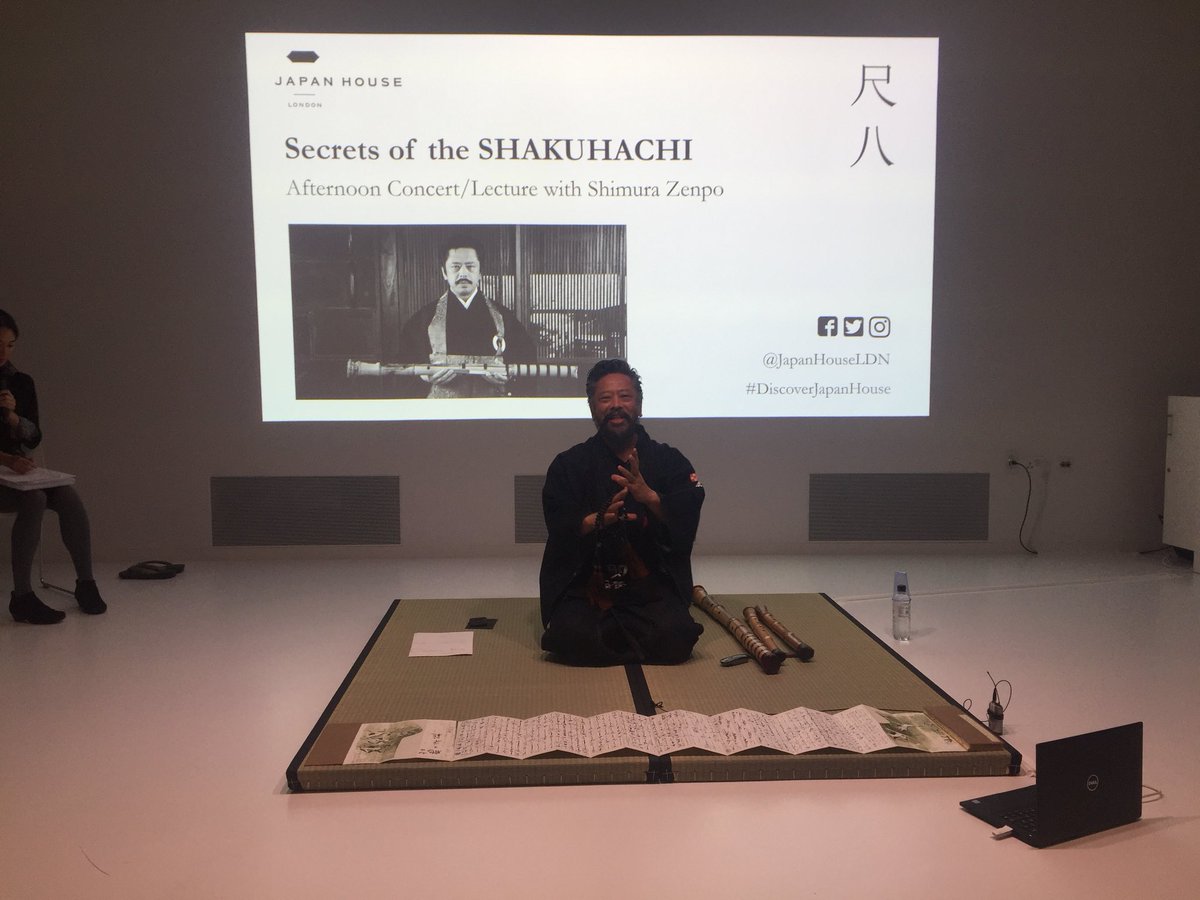 We are #nowlive from Japan House Hall for a shakuhachi (Japanese vertical bamboo) concert-lecture with accomplished shakuhachi scholar and performer, Shimura Zenpo. <a href="/WSF2018London/">World Shakuhachi Festival 2018</a>