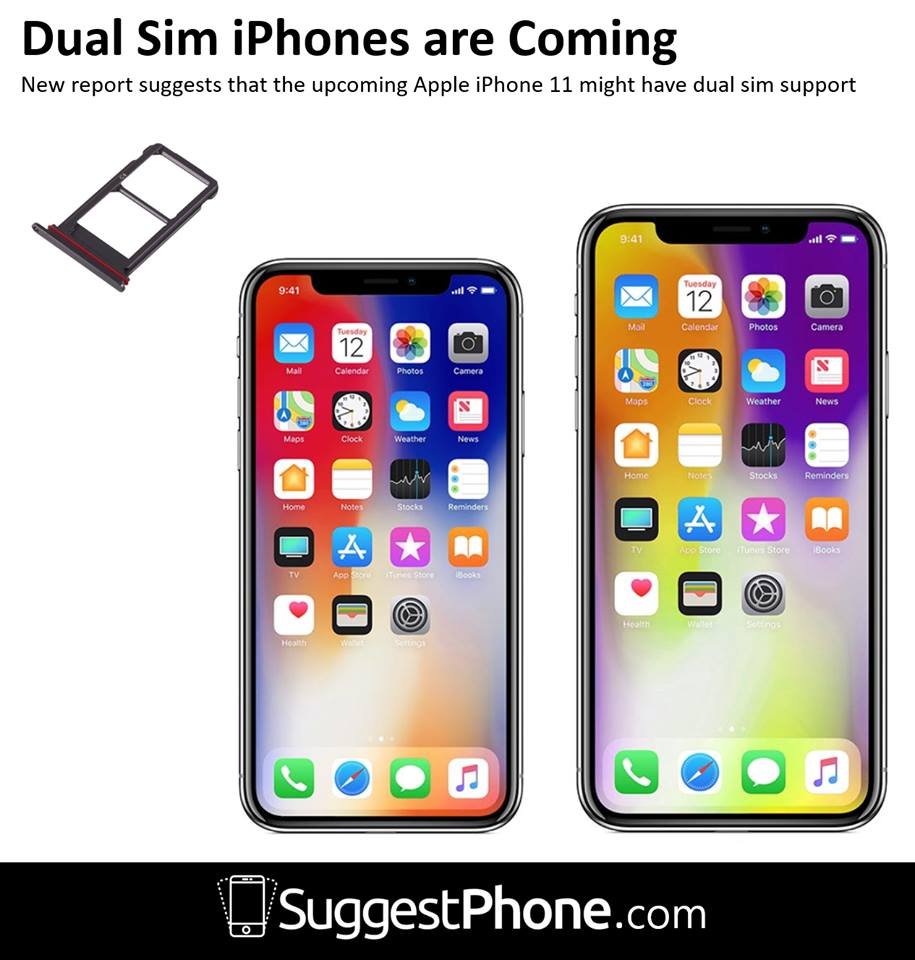 SuggestPhone's tweet photo. Latest reports based on iOS 12 Beta suggests that the upcoming @Apple iPhones might come with dual sim support.

Find your next phone at https://t.co/x6QdXJvavU

#Upcoming #Apple #iPhone #iPhone11 #iPhoneX #DualSim #Notch #iPhone9 #iOS #iOS12 #iOS12Beta https://t.co/7qknQVqRCg