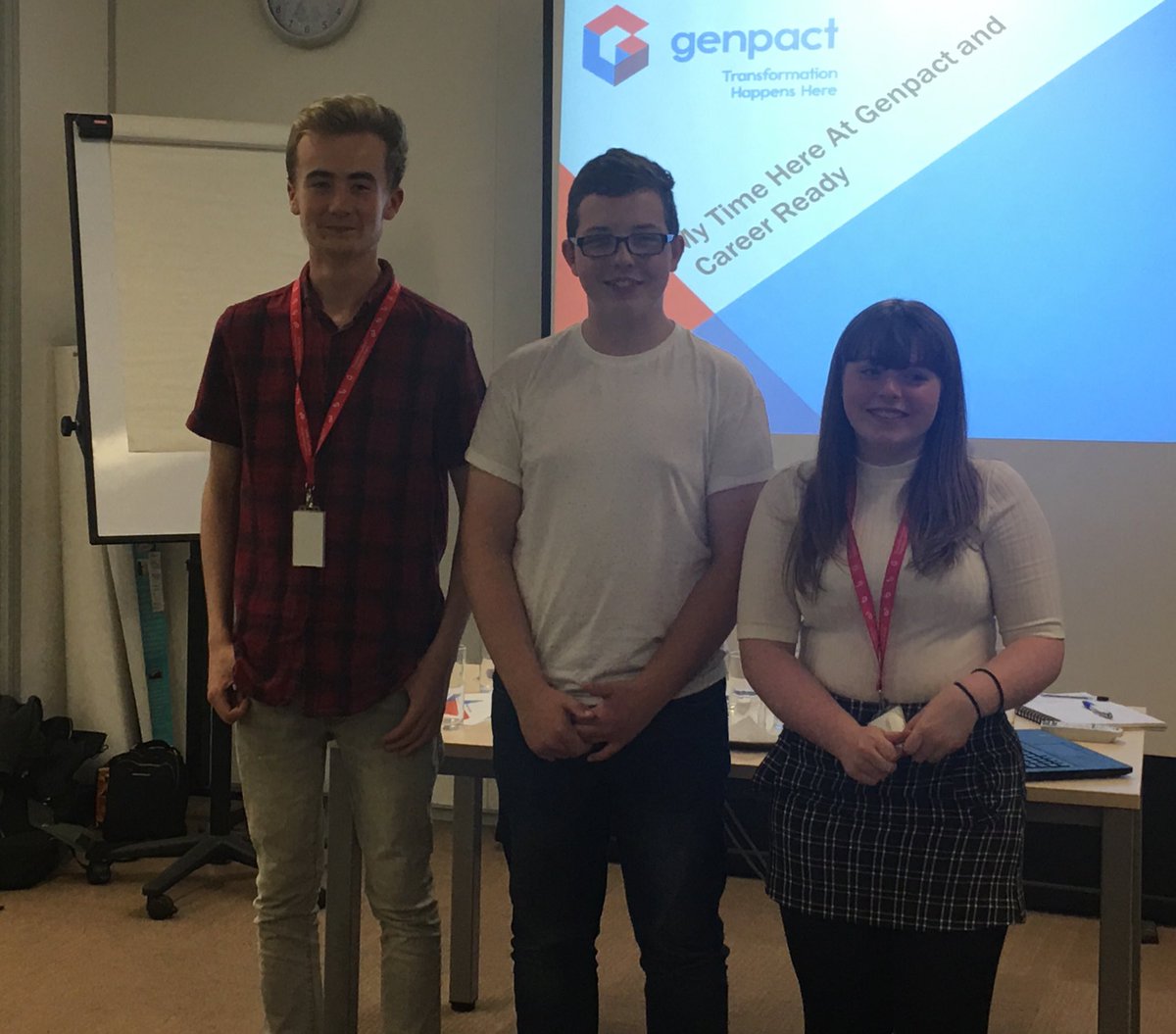 janinemcfarla's tweet photo. A great afternoon spent with Callum, Aaron & Lauren delivering awesome presentations on their @CareerReadyUK internships with @Genpact leaving with huge knowledge on finance, coding, technology & much more! A huge thanks to @Genpact @Genpact_Careers #myfutureselfie #scotintern18 https://t.co/nNMNWHdtBy