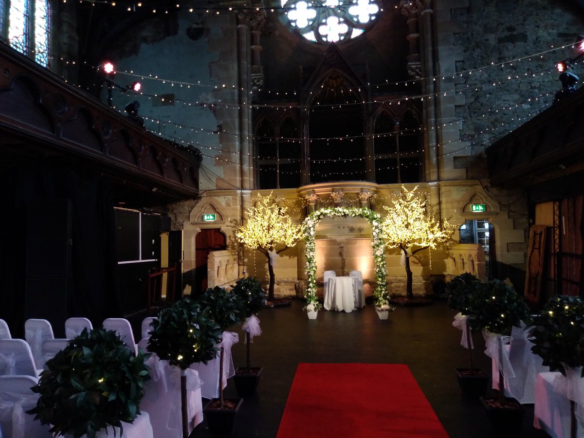 Our Wedding Archway and illuminated Cherry Blossom Trees at Cottiers Theatre in Glasgow for Jessica and Alan's wedding on the 21st July 2018 - congratulations to you both!