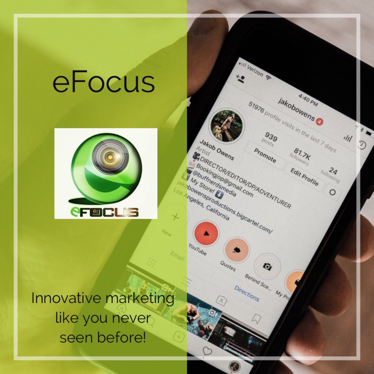 eFocusTv's tweet photo. The innovative way of marketing! Make your business grow! #efocus #happytuesday #business #marketing #growth #socialmedia https://t.co/qXcPlFDj8V