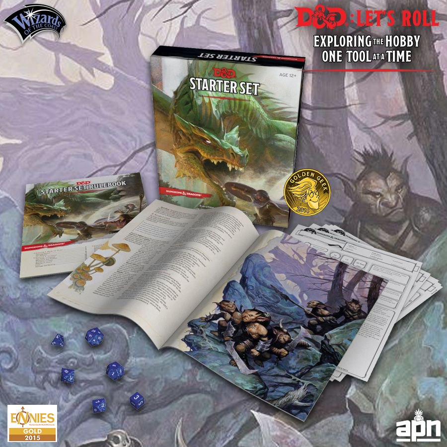 ActivePlayerNet's tweet photo. Why not start out with a 5 pre-generated characters, a 64 page adventure module, and a 32 page rulebook focused on levels 1-5? This box has everything you need to get playing so you can focus on falling in love with #dungeonsanddragons! @Wizards_DnD #dnd #dndletsroll #letsroll https://t.co/PhjW85XJEE