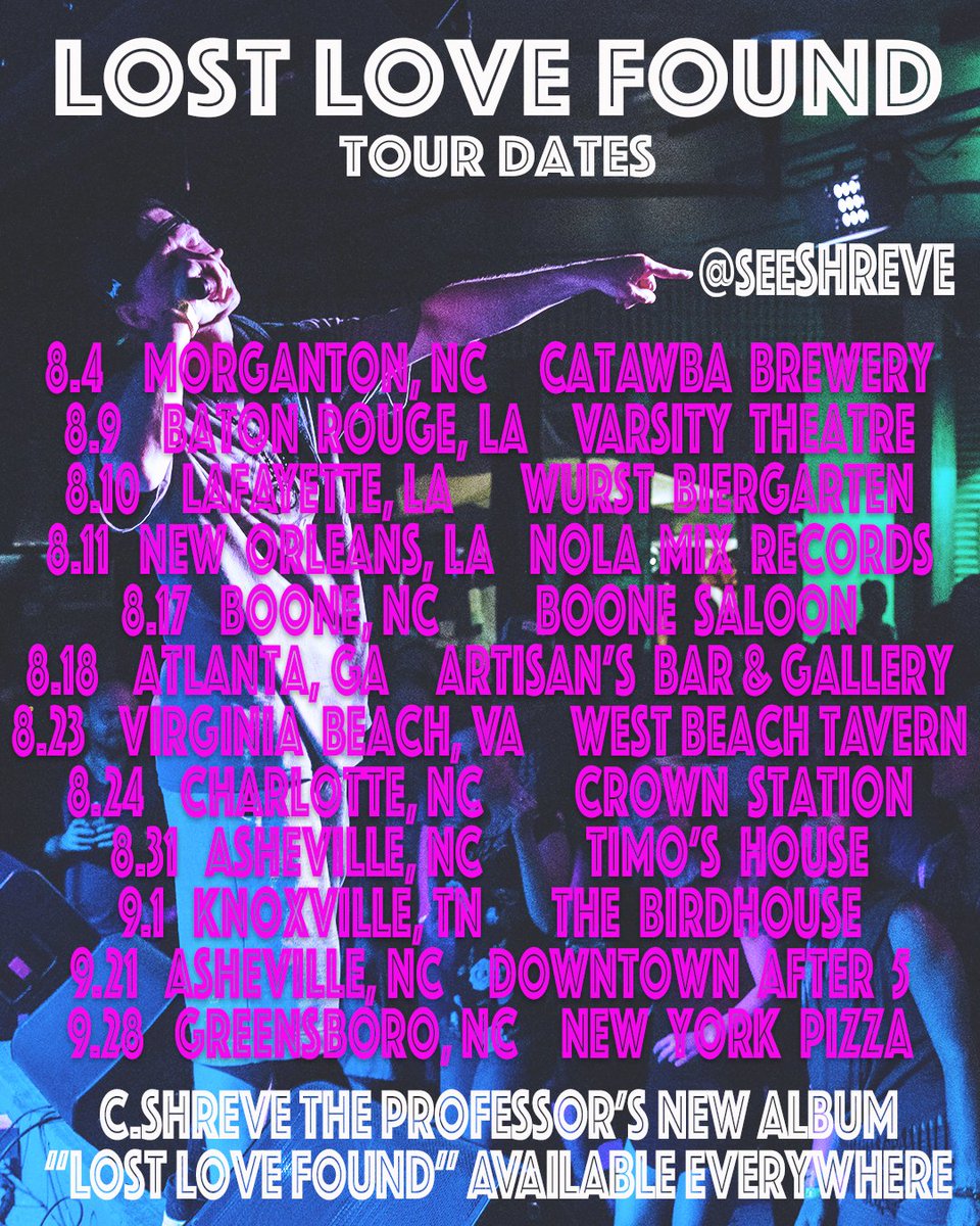 seeSHREVE's tweet photo. Lost Love Found Tour. Southern edition. If you fuck with real hip hop, come out and vibe with me. All kinds of new styles. #LostLoveFound #LostLoveFoundTour https://t.co/VAWjhp5MBl