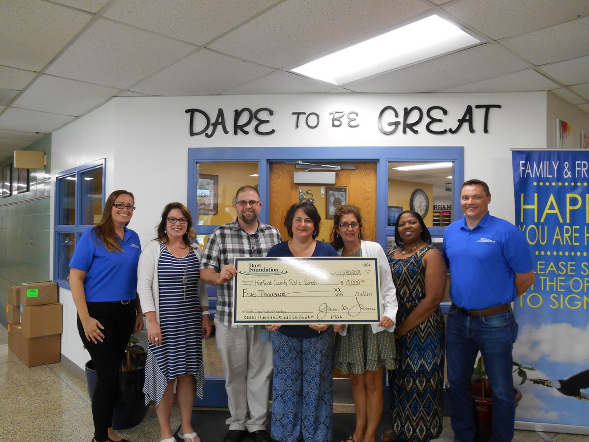 HCPSchools's tweet photo. A BIG thank you to the #DartFoundation for awarding a $5,000 grant to @HallsCrossRoads Elementary School yesterday! #HCPSproud https://t.co/Il8GReFdzh