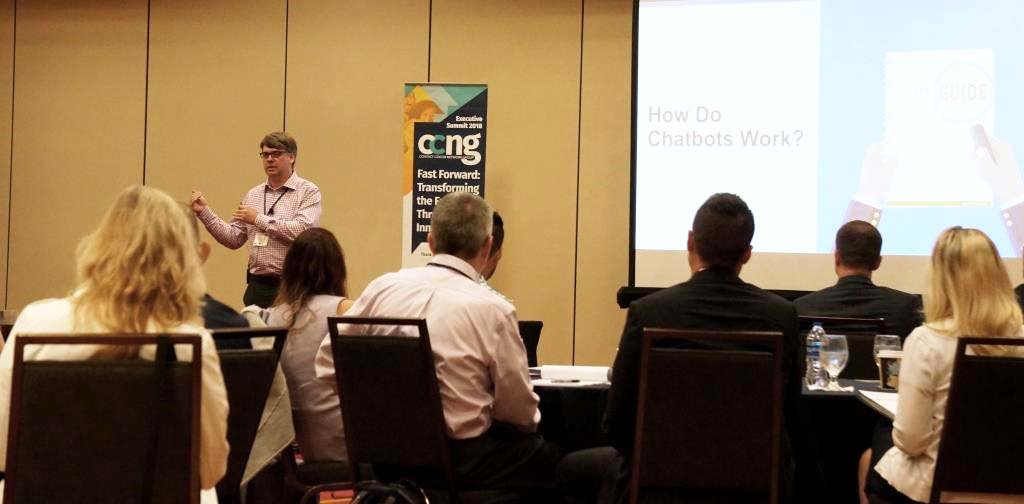 AriaSolutions's tweet photo. Our CTO @noelgroberts talking about chatbots at #execsummit2018 - we're always excited to be a part of this great discussion driven @CCNGNetwork event! https://t.co/pDzCu0iqlI