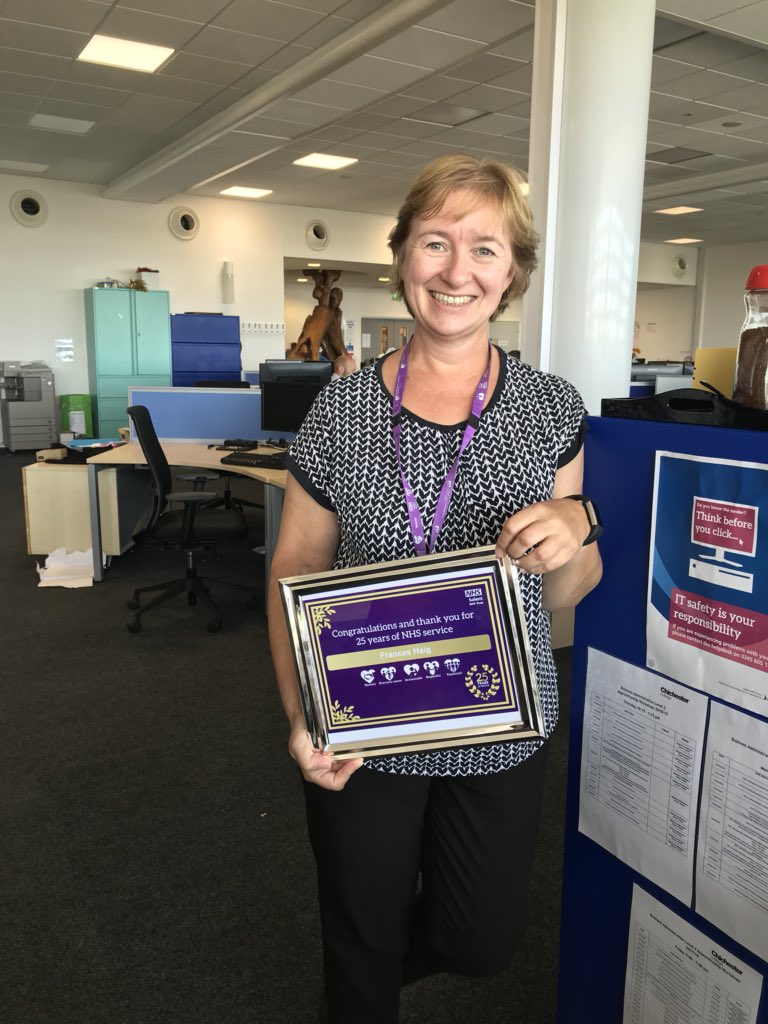 SolentWorkforce's tweet photo. Congratulations to Frances Haig, our Learning and Development manager, for 25 years service in the NHS! @HaigFrances @SolentNHSTrust https://t.co/BaBJis0xtw