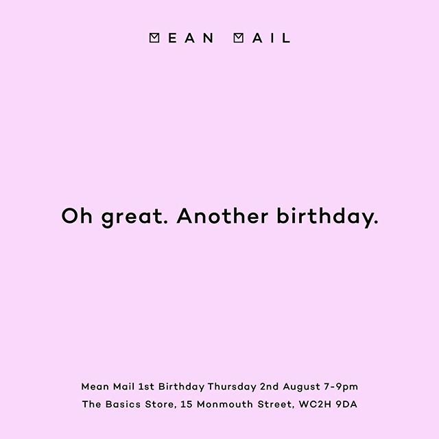 Happy birthday <a href="/meanmail/">Mean Mail</a>! There are a few free tickets left for their party at <a href="/thebasicsstore/">The Basics Store</a> this Thursday...don’t miss out! Link in <a href="/meanmail/">Mean Mail</a> bio. 💕