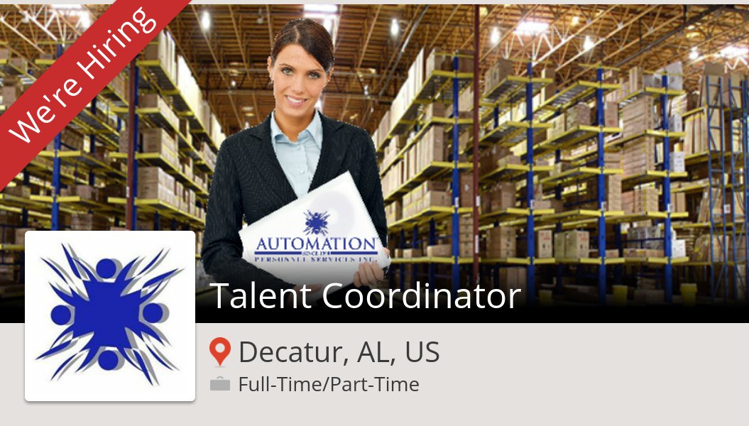 leighsaps's tweet photo. Talent #Coordinator (#job) wanted in #DecaturALUS. #AutomationPersonnelServices https://t.co/PCR191Cb1S #job #hiring https://t.co/CvjJ22d8hQ