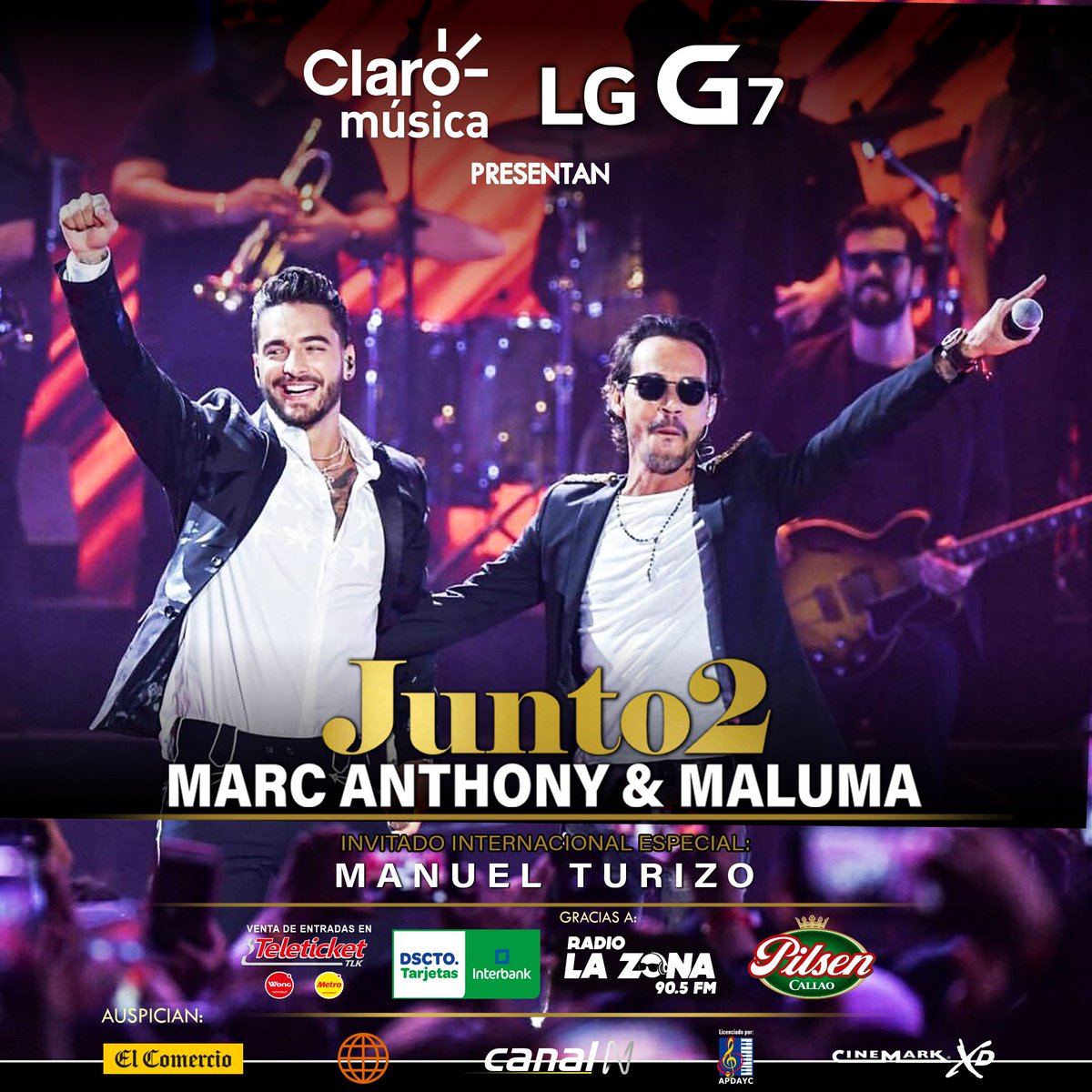 SHOWSYEVENTOSPe's tweet photo. A 2 DIAS DE ESTE GRAN CONCIERTO!!
Marc Anthony junto a Maluma. 
Estadio MONUMENTAL. Jueves 02 de Agosto - 8:00 pm
#marcanthony #magnusstrong #marcanthonyconcert #showeventosperu #flacobello #junto2 #feliceslos4 #peru #maluma #malumababy #malumaperu #malumaticas #malumaworld https://t.co/kejsCC39RD