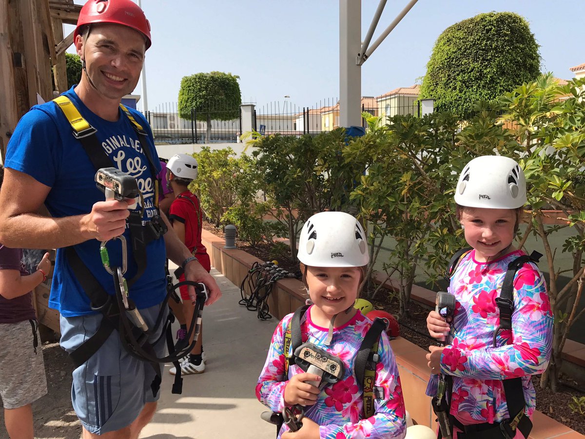 IanSkirrow's tweet photo. #Holidayvillagetenerife #winshady Bethany and Daisy High rope selfie https://t.co/StyXv9tknq