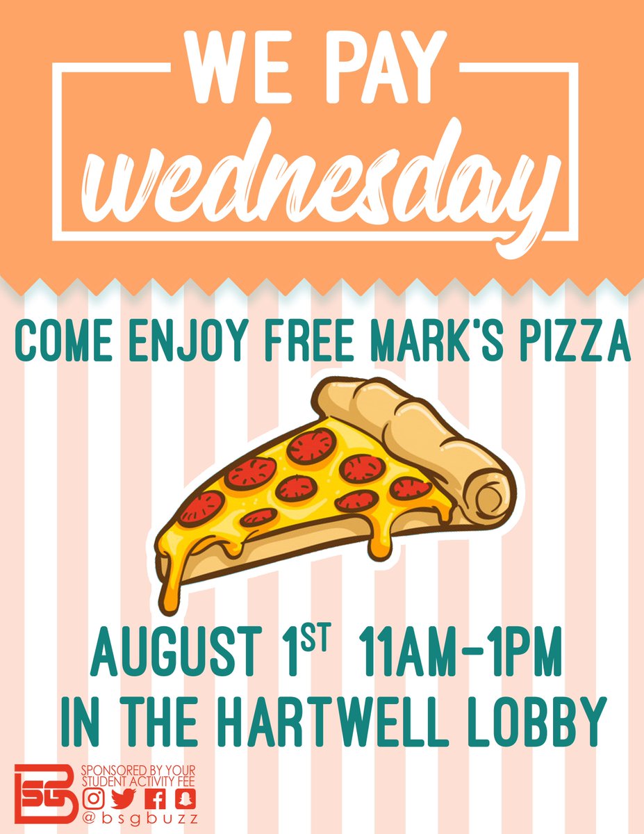 bsgbuzz's tweet photo. To those who are spending their summer on campus, come get some Mark’s Pizza TOMORROW! https://t.co/O0bFbQ5v3O