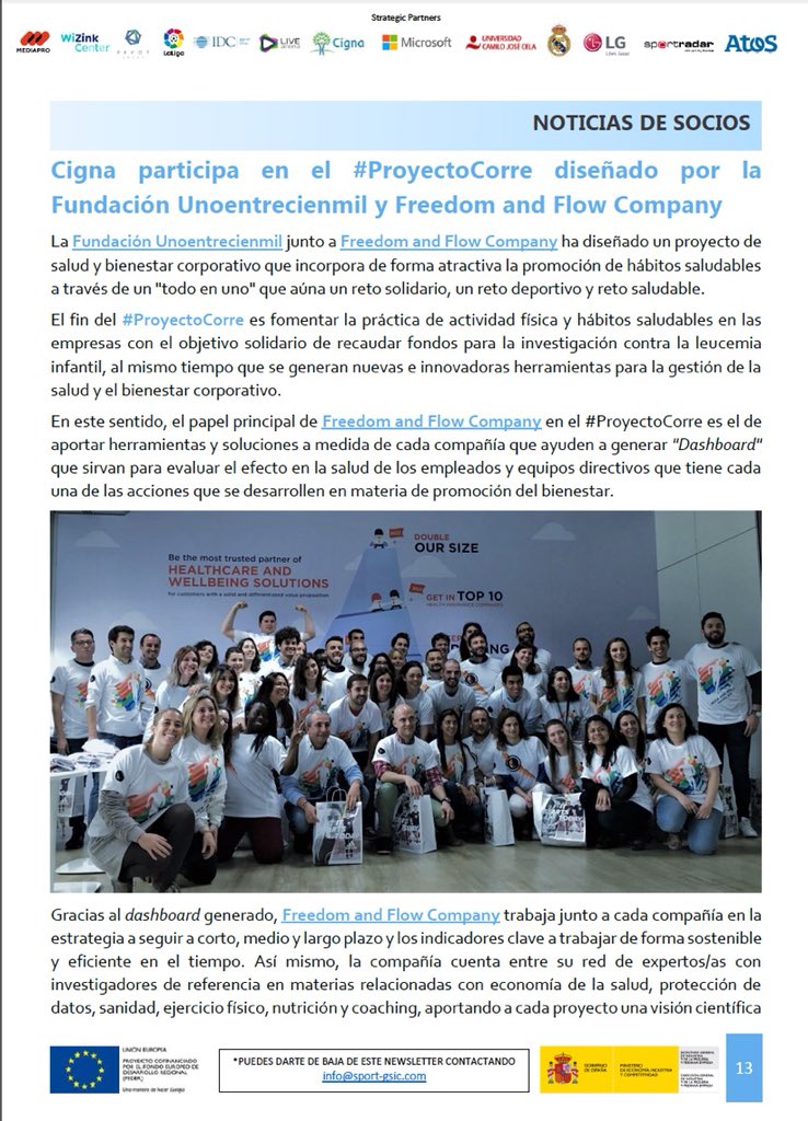 FreedomflowESP's tweet photo. #proyectoCorre - Uniendo Salud, deporte y solidaridad en la empresa @Cigna junto a @unoentrecienmil vía colaboración socios @Sport_GSIC #RRHH https://t.co/tW9eWqwSCQ