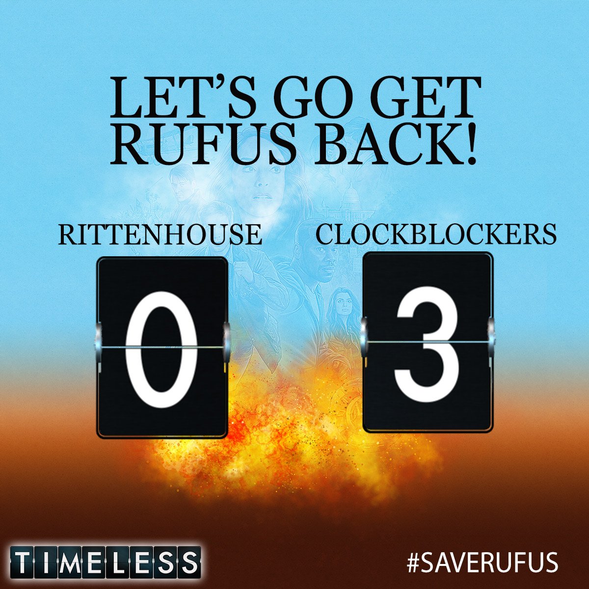 TheTimelessRoom's tweet photo. You did it again #ClockBlockers! Two hour finale movie coming to NBC this November. #SaveRufus https://t.co/RNRGlbilv4