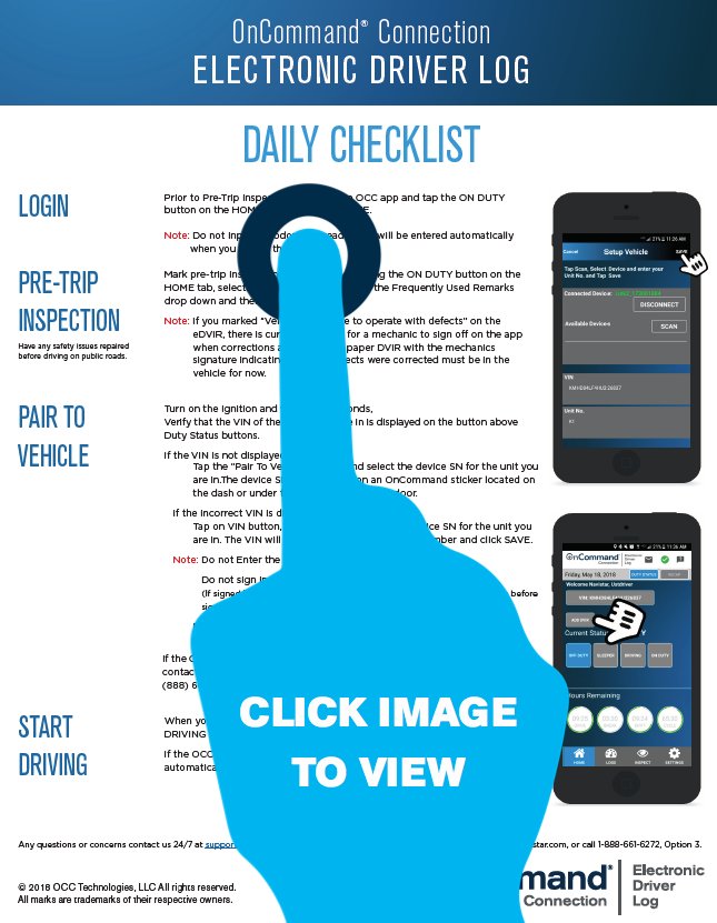 OnCommandConnec's tweet image. EVER WONDER HOW YOU SHOULD START OR END YOUR DAY?
This #OCC #DriverChecklist does the thinking for you. It defines the steps you need to complete throughout your day and even gives you tips on #changing your #status and #roadside #inspections. support.oncommandconnection.com/blog/