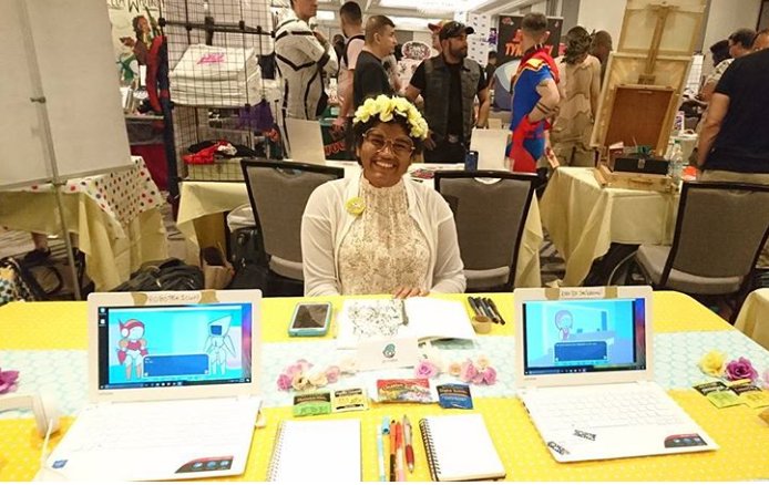 BlerdsPodcast's tweet image. #WanderingBlerds talked to the creator of Robo-tea 1 cup at #flamecon2017 it&apos;s a interactive Queer robot graphic novel set in a tea house. 
robohaven.itch.io/robo-tea1cup
#robotears #robotea #Flamecon #Queer #robotfiction #graphicnovel #Blerds #blerdtravel #queertravel
