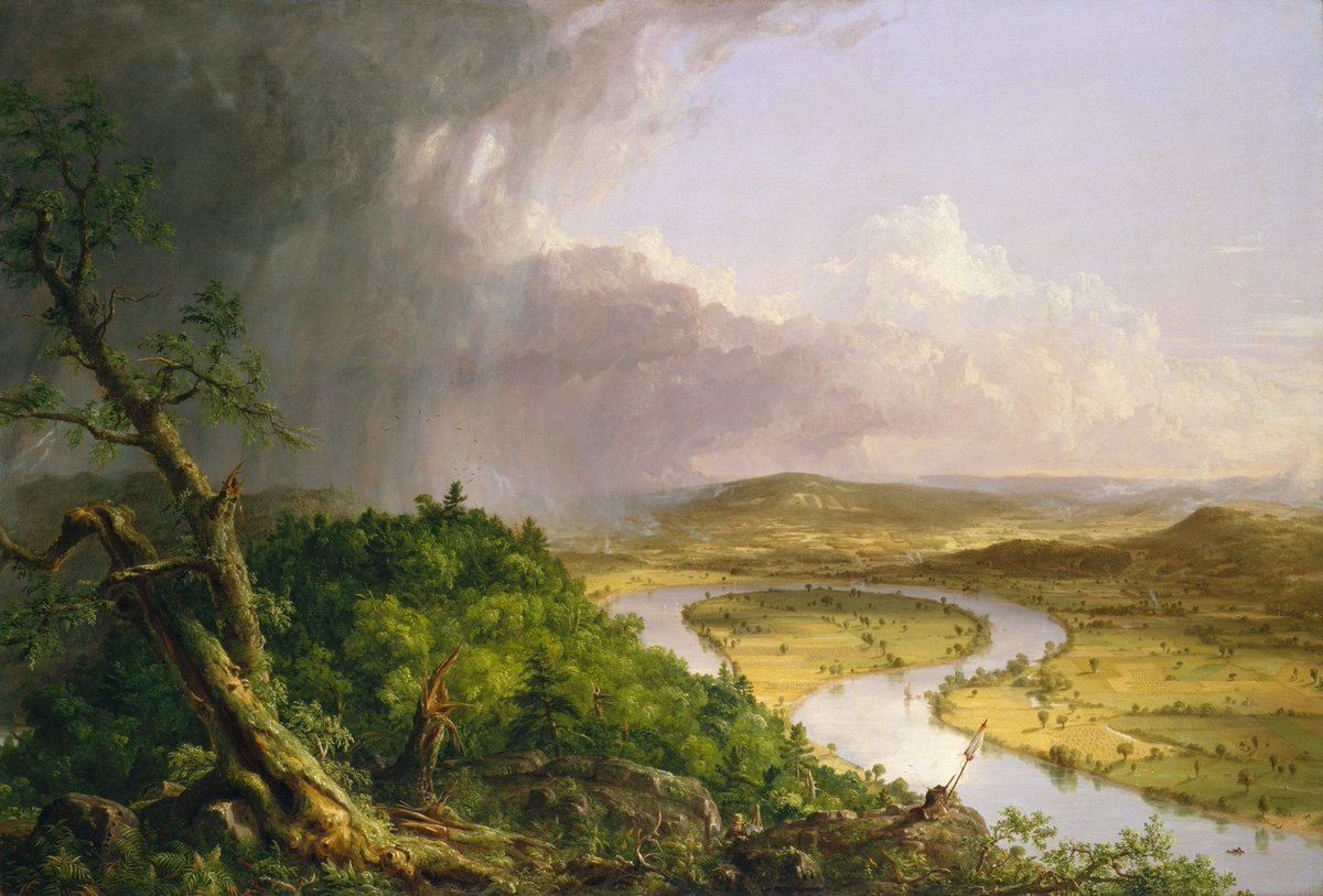 "View from Mount Holyoke, Northampton, Massachusetts, after a Thunderstorm," also known as "The Oxbow" (1836), by Hudson River School painter Thomas Cole.