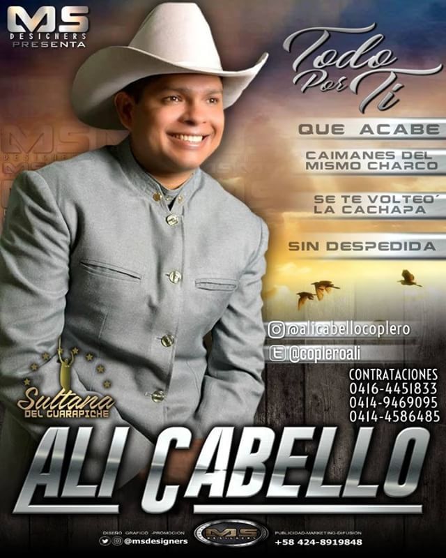 roxybolivar1's tweet photo. PRODUCCIONES "SULTANA DEL GUARAPICHE" presenta lo nuevo de  ALI CABELLO @alicabellocoplero @copleroali
#TodoPorTi
DESCARGA: https://t.co/6nyTg3Y2xb
*TODO POR TI*
*QUE ACABE*
*SE ME VOLTEO LA CACHAPA*
*CAIMANES DEL MISMO CHARCO*
L/M: Ali Cbello *SIN DESPEDIDA*
L/M: Lucibel Ville… https://t.co/0z9Y8iUyfH