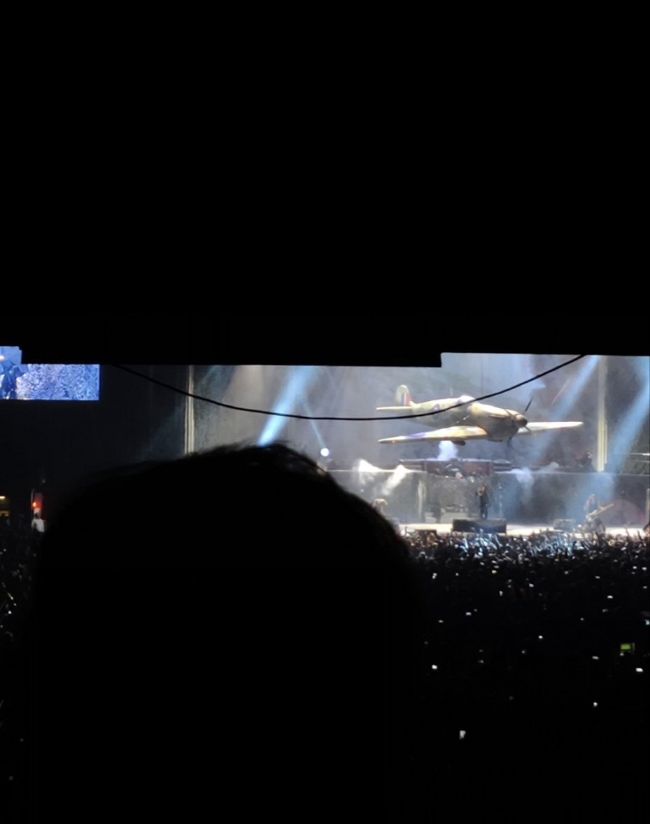 Pro_Suzie's tweet photo. As if @IronMaiden kicked off their show in Newcastle with Aces High and a full size Spitfire! A little homage to #thefirstchampions @Spitfire maybe? ;) #AcesHigh https://t.co/TboPb8Vs1b