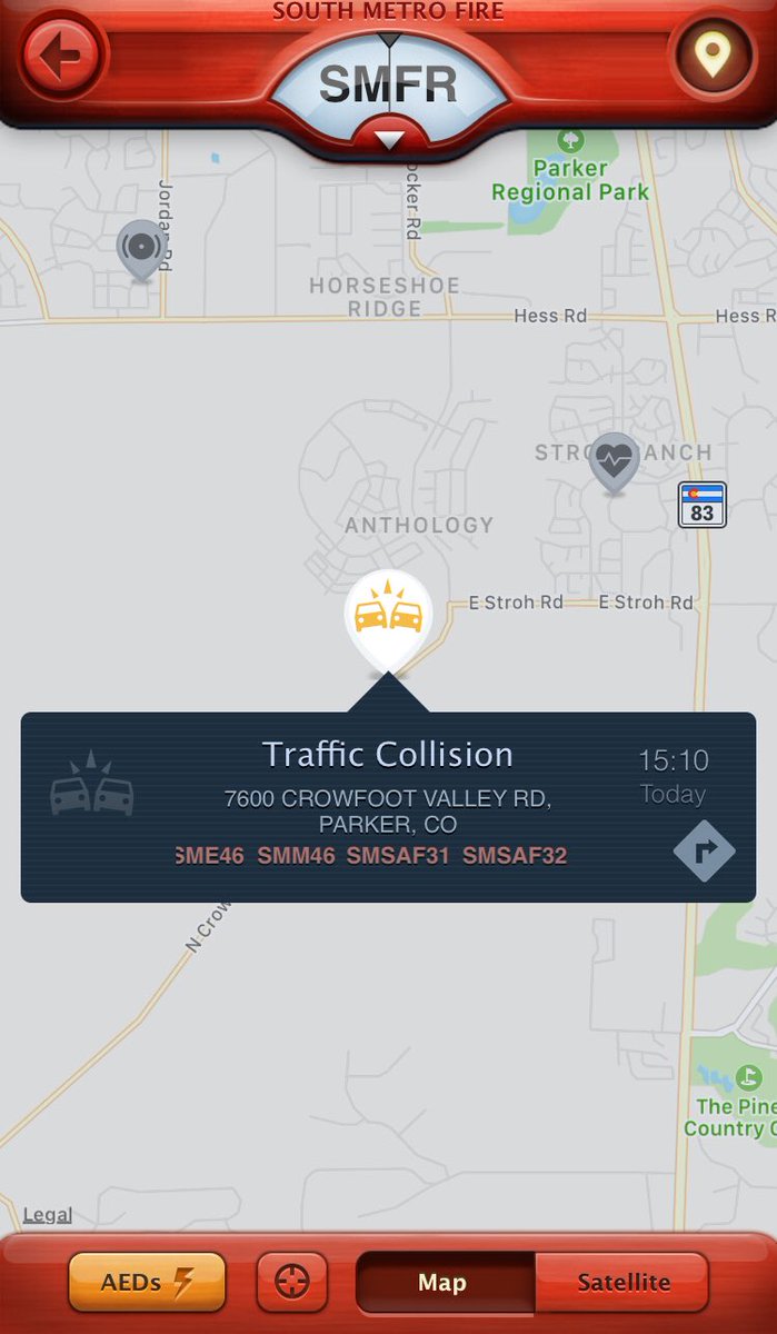 South Metro Firefighters are on scene of a rollover horse trailer accident on Crowfoot Valley Road south of Stroh Road.  Firefighters have safely extricated Pali the horse from the trailer and are waiting for a vet to arrive.