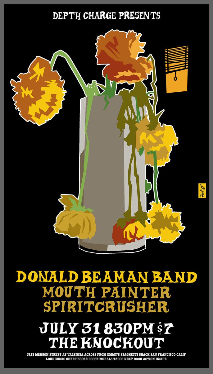 knockoutsf's tweet image. TONIGHT  AT THE KNOCKOUT SF : DEPTH CHARGE PRESENTS : DONALD BEAMAN &amp;amp; BAND (CHICO) + MOUTH PAINTER (PDX) + SPIRITCRUSHER • 8:30PM - 1230AM $7.00  21+ #depthcharge #knockoutsf #livemusic #dothebay #bayarearock #kalxradio