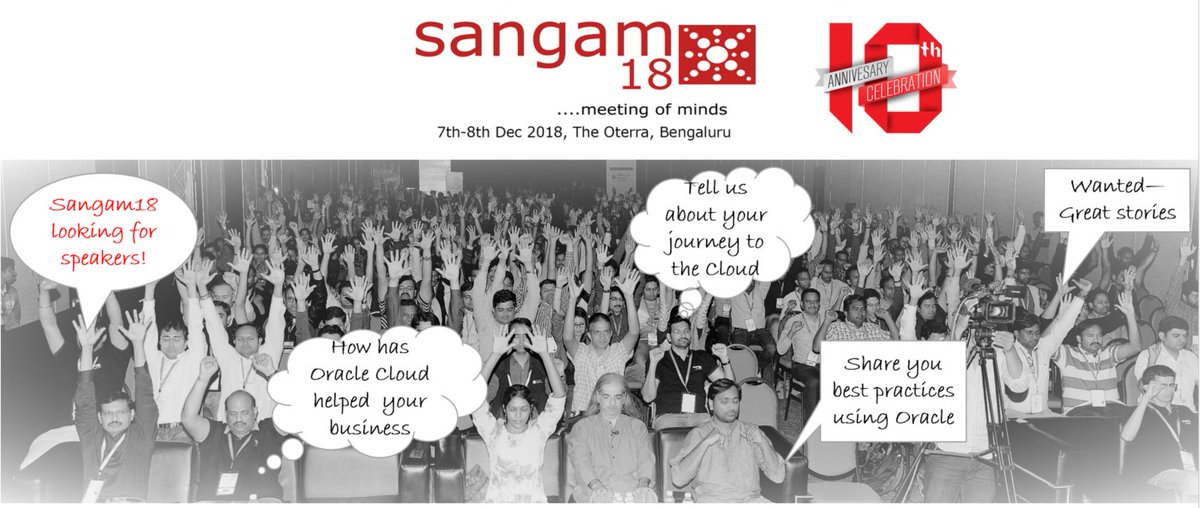 Sai Penumuru (@sai_penumuru) on Twitter photo Good Morning! Big News: We've opened the Call for Proposals for Sangam18 (7th-8th Dec 2018). Submit your brilliant presentation idea today! goo.gl/forms/c4oYLzKgтАж <a href="/oracleace/">Oracle ACE Program</a> <a href="/OracleDevs/">Oracle Developers</a> <a href="/Oracle_India/">Oracle India</a> <a href="/odevcommunity/">Oracle Dev Community</a> Good Morning! Big News: We've opened the Call for Proposals for Sangam18 (7th-8th Dec 2018). Submit your brilliant presentation idea today! goo.gl/forms/c4oYLzKgтАж <a href="/oracleace/">Oracle ACE Program</a> <a href="/OracleDevs/">Oracle Developers</a> <a href="/Oracle_India/">Oracle India</a> <a href="/odevcommunity/">Oracle Dev Community</a>