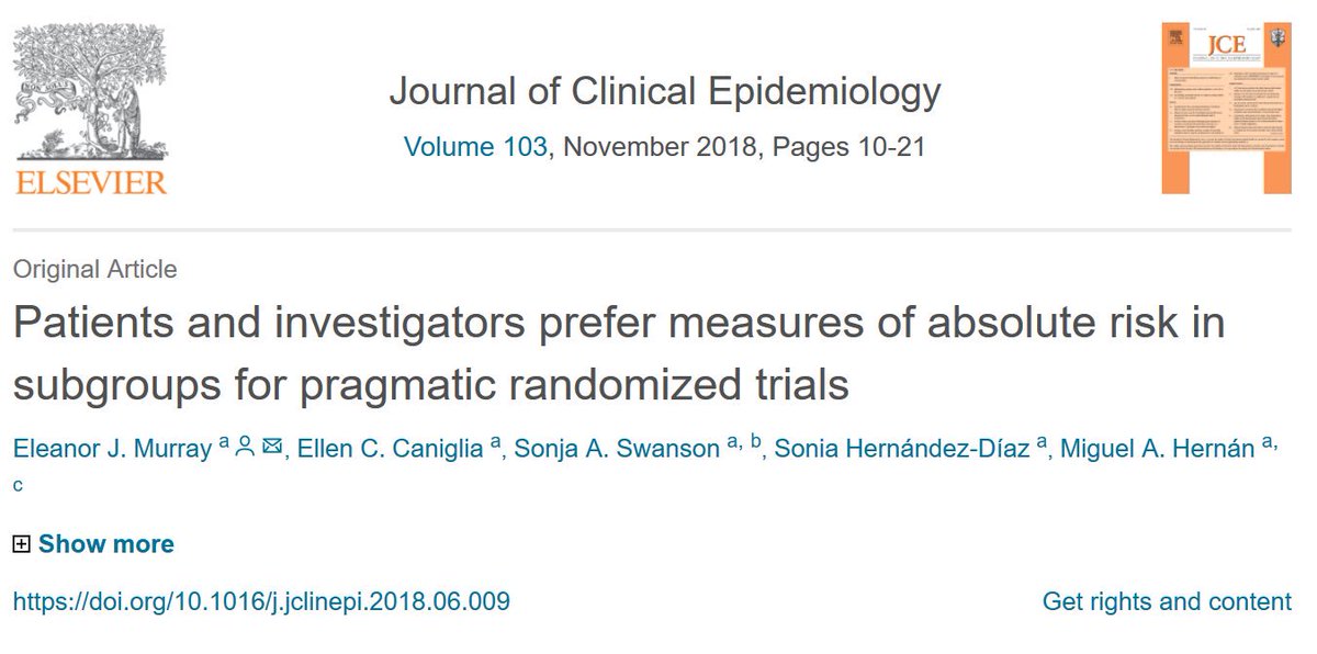 EpiEllie's tweet photo. Patients find subgroup effects, absolute risks, and #perprotocol effects (when they intend to adhere) valuable for shared decision-making.
But what do trial investigators think? And how well do #pragmatic trials do at providing this information?
Paper: https://t.co/AMhcFEHMCr https://t.co/ObYp6M9f8A