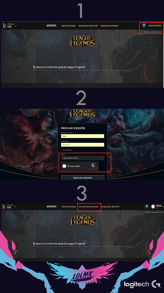 LoLMXoficial's tweet photo. Guía para obtener las skins gratuitas idea by @LeaYasha : 
1. Entra a:
https://t.co/Jv6sYbQXNj

2. Sigue los pasos de las imágenes.

3. No olvides seleccionar tu región mientras sigues los pasos. https://t.co/eDLOtVWgug