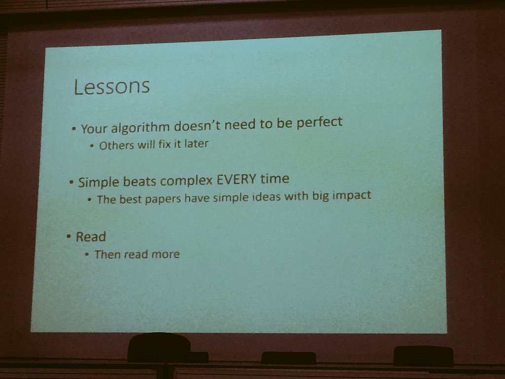 forever_pippo's tweet photo. My personal lesson (in addition to this slide) I learned from Larry Zitnick's talk: No idea comes from nothing. Every great idea in deep learning must have its own root in the dark age of computer vision. #MISS2018 #DeepLearning #ComputerVision https://t.co/OKyxqRme8m